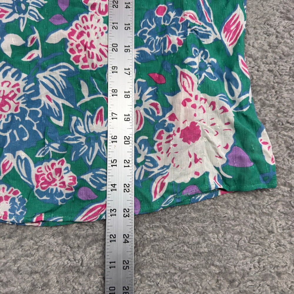 Rachel Zoe Floral Print Green V Neck Puff Sleeve Blouse Women's Size S - Picture 4 of 6